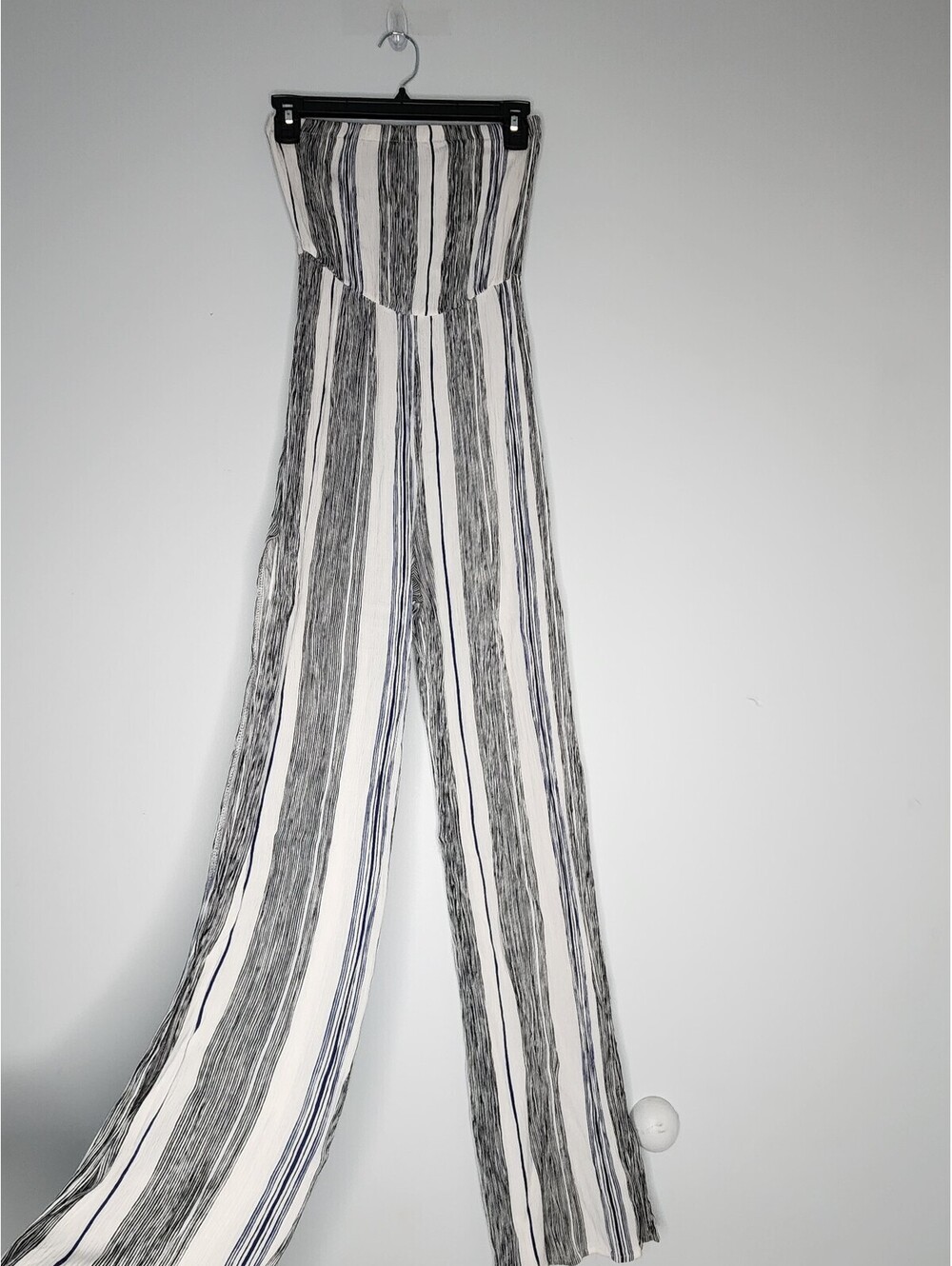 Lani Strapless Striped 100% Rayon Wide Leg Boho Jumpsuit with Leg Slits